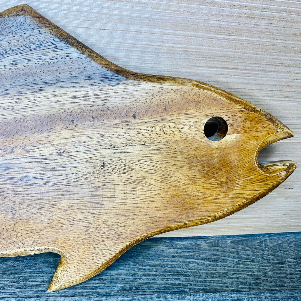 Wood Fish 19” serving dish tray board- Rustic Decor-looks hand carved - Picture 5 of 9